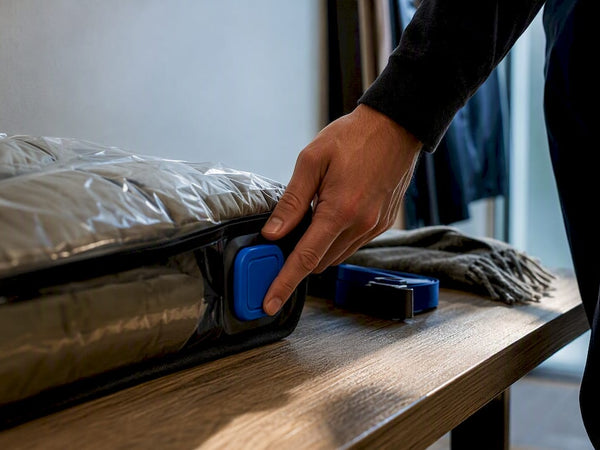 Bulky jacket compressed for travel packing