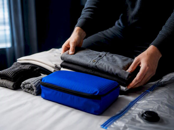 Compressed travel wardrobe arranged for one bag