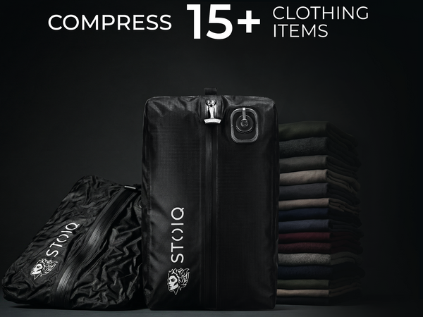 Stoiq vacuum compression bag compressing clothes for carry-on travel