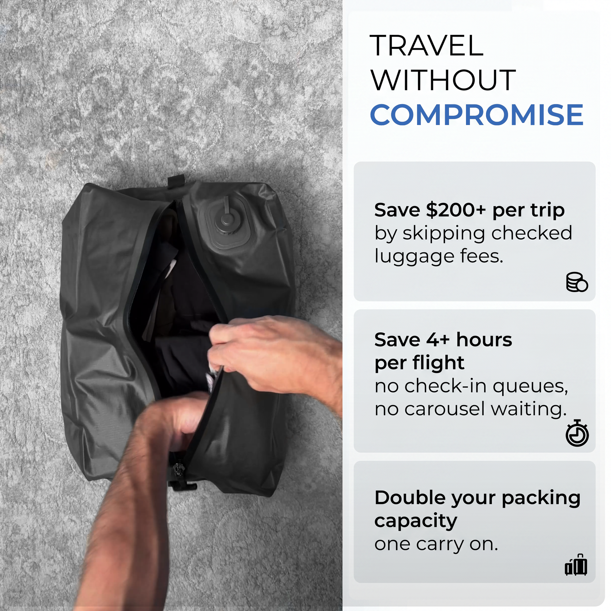 Stoiq Checked Bag Bundle product view - three-bag compression set