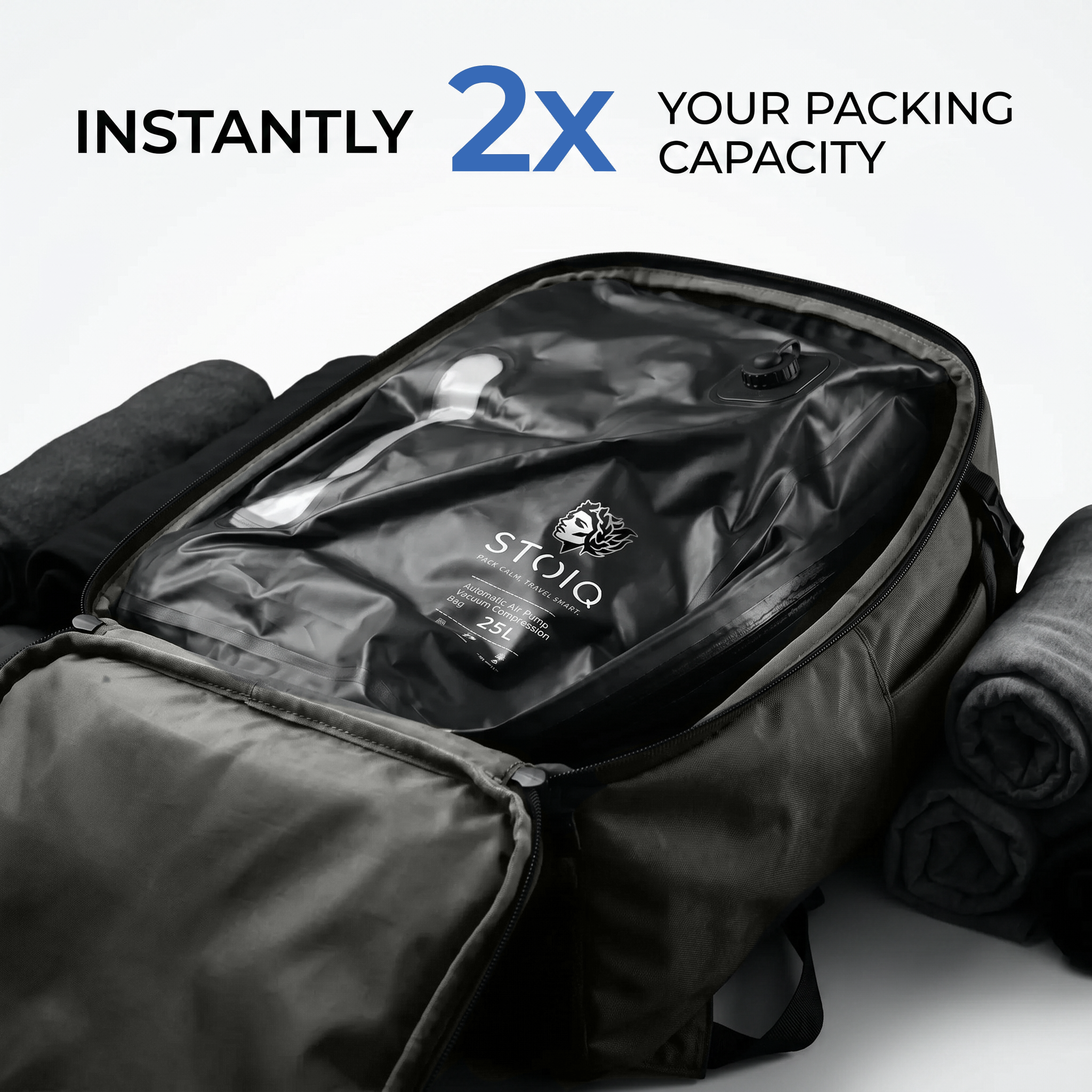 Stoiq Carry-On Bundle image - backpack with built-in compression